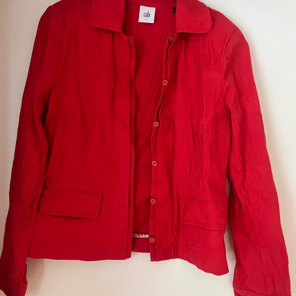 CAbi Red Button-Front Blazer Jacket